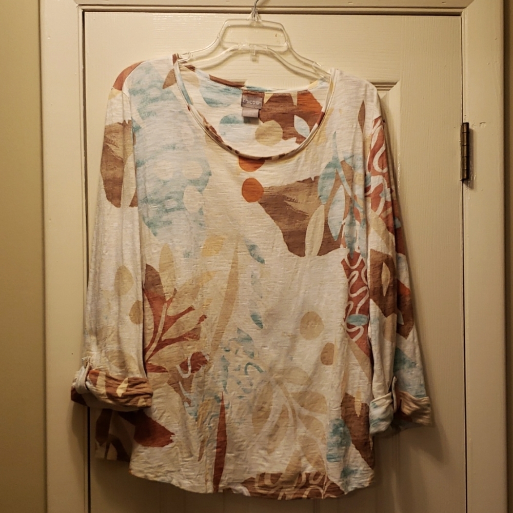 Chico's 3/4 Sleeve Slub Top, Size 3